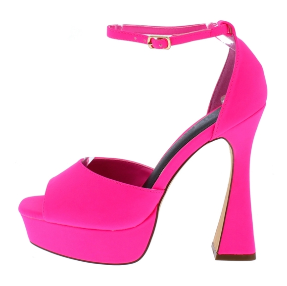Dolls Kill | Shoes | Sexy Pink Neon Flared Platform Heels | Poshmark